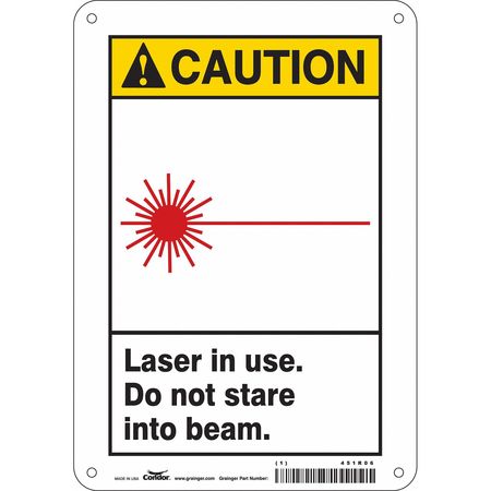 CONDOR Laser Warning Sign, 10 in H, 7 in W, Polyethylene, Horizontal Rectangle, 451R06 451R06