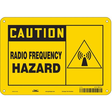CONDOR Safety Sign Radiofrequency/Microwave, 7 in Height, 10 in Width, Polyethylene, Vertical Rectangle 451W97