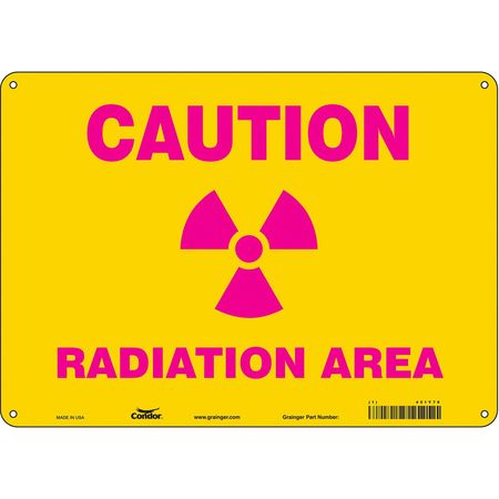 CONDOR Radiation Safety Sign, 10 in H, 14 in W, Polyethylene, Horizontal Rectangle, 451Y79 451Y79