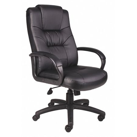 Zoro Select Leather Executive Chair, 22 1/2-, Fixed, Black 452R17