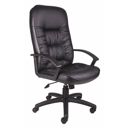 ZORO SELECT Leather Executive Chair, 23-, Fixed, Black 452R28