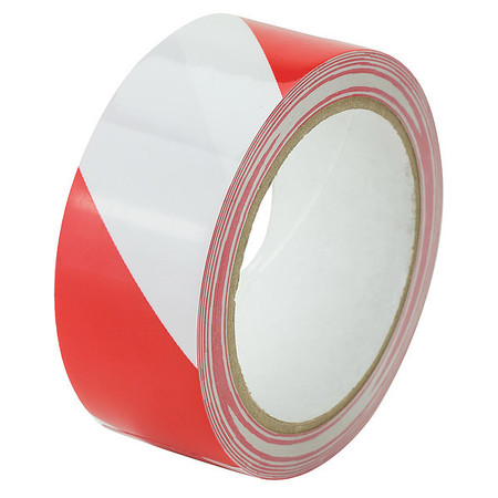 Zoro Select Warning Tape, Striped, Red/White, 1-1/2" W 20TD65