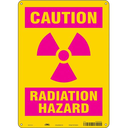 CONDOR Radiation Safety Sign, 14 in H, 10 in W, Aluminum, Vertical Rectangle, 452A06 452A06