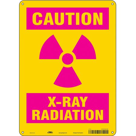 CONDOR Radiation Sign, 14 in H, 10 in W, Aluminum, Vertical Rectangle, 452A46 452A46