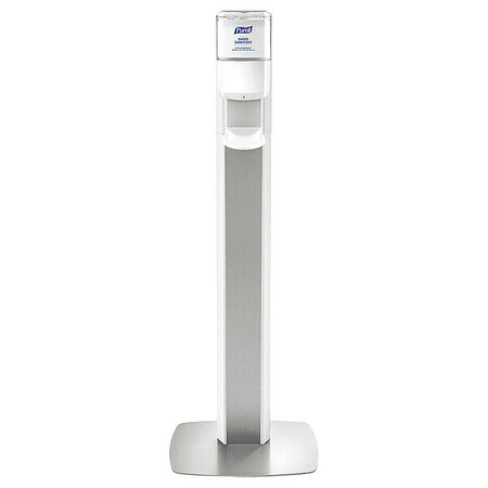PURELL MESSENGER™ Hand Sanitizer Dispenser, Floor Mount, White with Silver Panel (dispenser included) 7306-DS-SLV