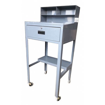Zoro Select Shop Desk, 23" W x 51" H x 20" D, Gray 453F24