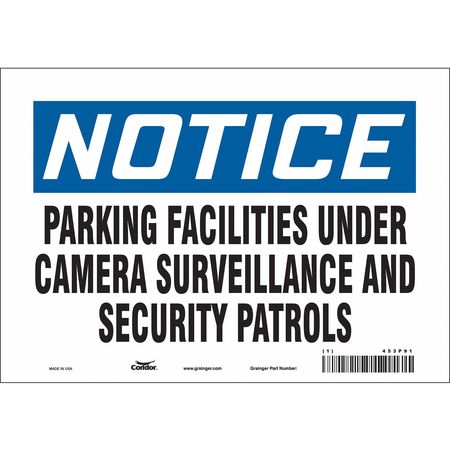 CONDOR Security Sign, 7 in H, 10 in W, Vinyl, Vertical Rectangle, English, 453P91 453P91