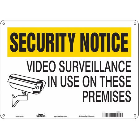 CONDOR Security Sign, 10 in H, 14 in W, Aluminum, Horizontal Rectangle, English, 453P03 453P03