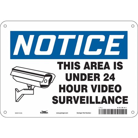 CONDOR Security Sign, 7 in H, 10 in W, Aluminum, Vertical Rectangle, English, 453R41 453R41