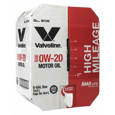 VALVOLINE Motor Oil, 5 gal. Sz, 0W-20 SAE Grade, Box 881048