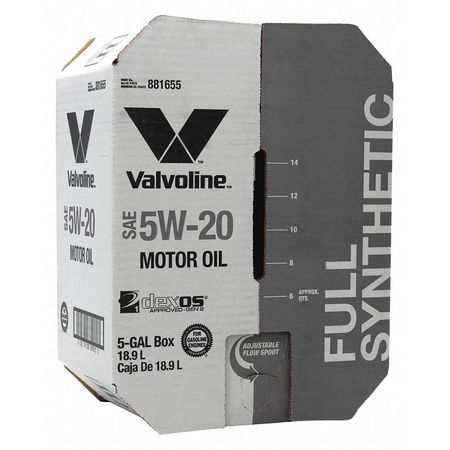 VALVOLINE Motor Oil, 5 gal. Sz, 5W-20 SAE Grade, Box 881655