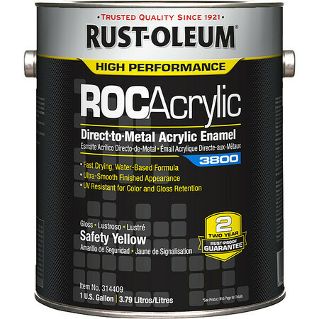 RUST-OLEUM Acrylic Enamel Coating, Safety Yllw, 1 gal 314409