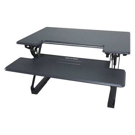 Victor Technology Height Adjustable Standing Desk with Keyboard Tray, 23 in D, 36 in W, Charcoal Gray, Black DCX760G