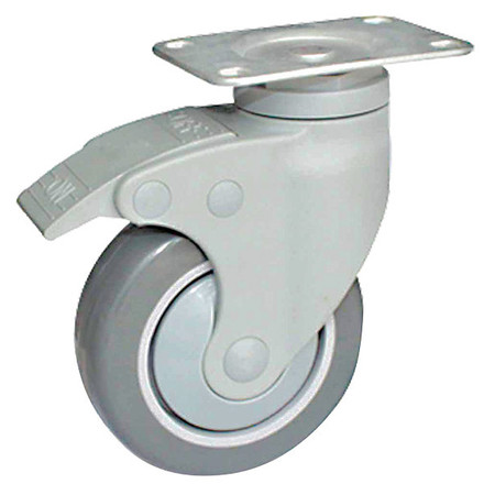 ZORO SELECT Plate Caster, 240 lb. Ld Rating, Swivel P17S-RP060K-12-TB