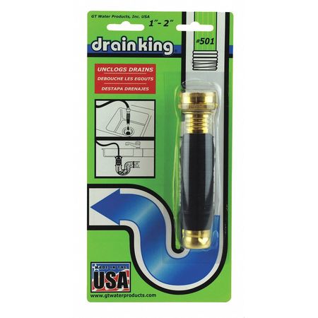 DRAIN KING Drain Opener, 1" to 2" Size 501