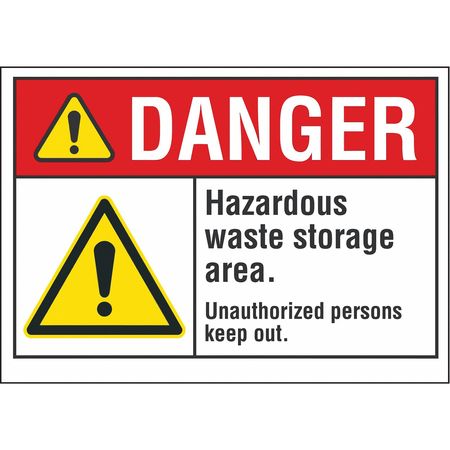 LYLE Hazardous Waste Danger Label, 7 in H, 10 in W, Polyester, Vertical Rectangle, LCU4-0067-ND_10X7 LCU4-0067-ND_10X7
