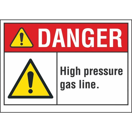 LYLE High Pressure Danger Label, 7 in H, 10 in W, Polyester, Vertical Rectangle, LCU4-0076-ND_10X7 LCU4-0076-ND_10X7