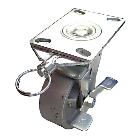 ZORO SELECT Plate Caster, 1250 lb. Load, Silver Wheel P21S-C080KP-16-WB-DL