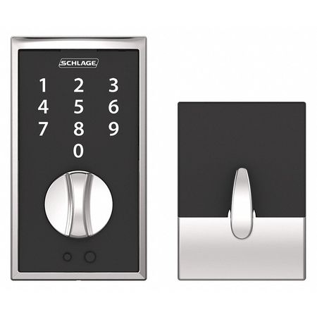 SCHLAGE RESIDENTIAL Electronic Lock, Deadbolt, Bright Chrome BE375 CEN 625