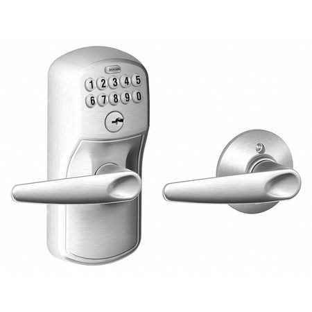 SCHLAGE RESIDENTIAL Electronic Lock, Lever, Satin Chrome FE575 PLY626JAZ