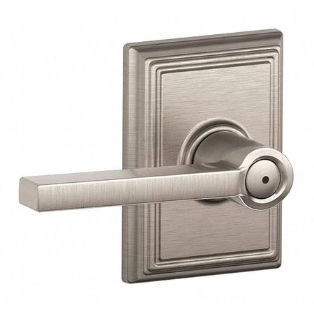 SCHLAGE RESIDENTIAL Door Lever Lockset, Satin Nickel, Privacy F40 LAT 619 ADD
