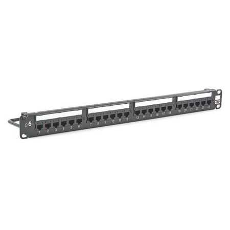 HUBBELL PREMISE WIRING Hubbell Patch Panels, Cat6, 24-Port, UniversalWiring - 24 Port(s) - 24 x RJ-45 - 1U High - Black - Rack-mountable HP624