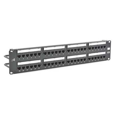 HUBBELL PREMISE WIRING Patch Panel, 3.46in.H, 6 Category, Steel HP648