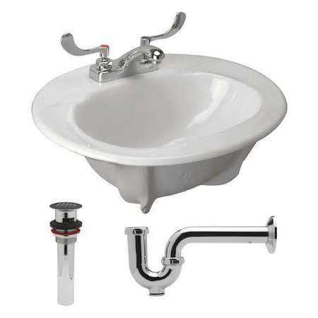 ZURN Vitreous China Lavatory Sink With Faucet, Drop In, Bowl Size 8-7/8" Z5114.521.1.07.00.0
