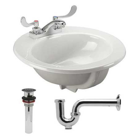 ZURN Vitreous China Lavatory Sink With Faucet, Drop In, Bowl Size 15" Z5124.521.1.07.00.0