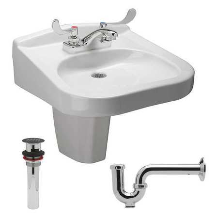 ZURN Vitreous China Lavatory Sink With Faucet, Wall Mount, Bowl Size 16" Z5324.521.1.07.00.A