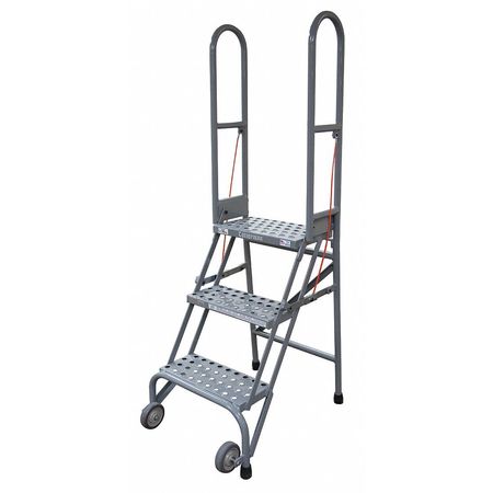 COTTERMAN 70 in H Steel Folding Rolling Ladder, 4 Steps, 350 lb Load Capacity SAS4A6E10B8C1P6