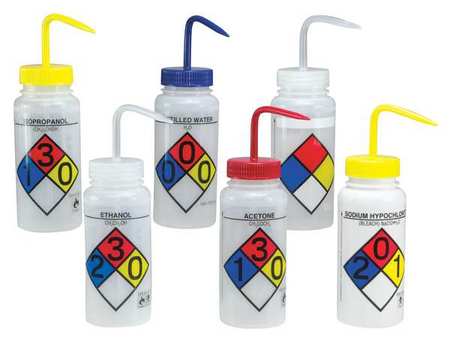 Sp Scienceware Wash Bottle, Std Spout, 500mL, Assorted, PK6 F11716-0050