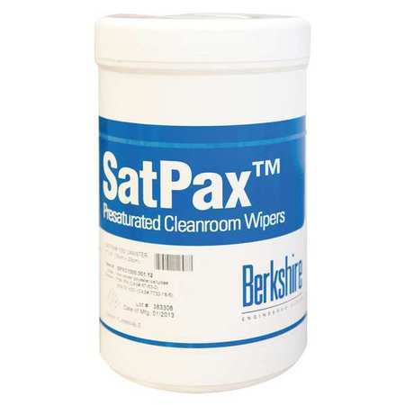 BERKSHIRE Cleanroom Prewet Wipes, White, Canister, 45% Polyester, 55% Cellulose, 100 Wipes, 9 in x 6 in SPXC1000.001.12