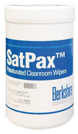 BERKSHIRE Cleanroom Prewet Wipes, White, Canister, 45% Polyester, 55% Cellulose, 100 Wipes, 9 in x 6 in SPXC1000.002.12