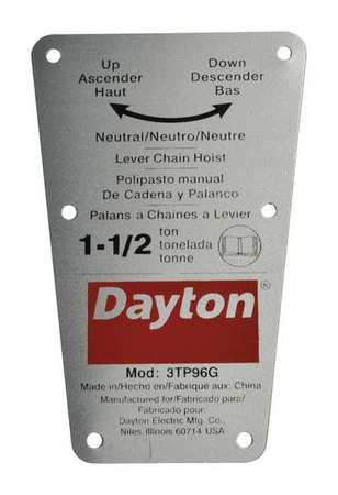 Dayton Capacity Label 71317705G
