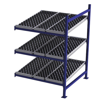 UNEX FLOW CELL Add-On Gravity Flow Rack, 48 in D, 48 in W, 3 Shelves, Blue FC99SW48483-A