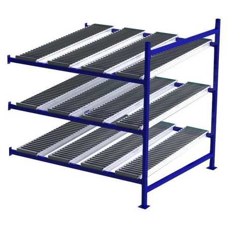 UNEX FLOW CELL Add-On Gravity Flow Rack, 60 in D, 72 in W, 3 Shelves, Blue FC99SR72603-A