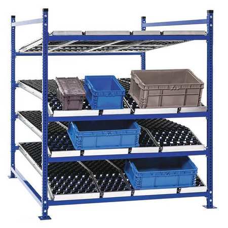 Unex Flow Cell Add-On Gravity Flow Rack, 96 in D, 48 in W, 4 Shelves, Blue FC99SKW48964-A