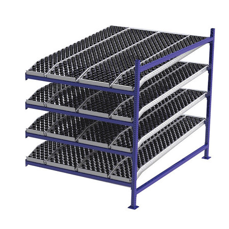 UNEX FLOW CELL Add-On Gravity Flow Rack, 84 in D, 60 in W, 4 Shelves, Blue FC99SKW60844-A