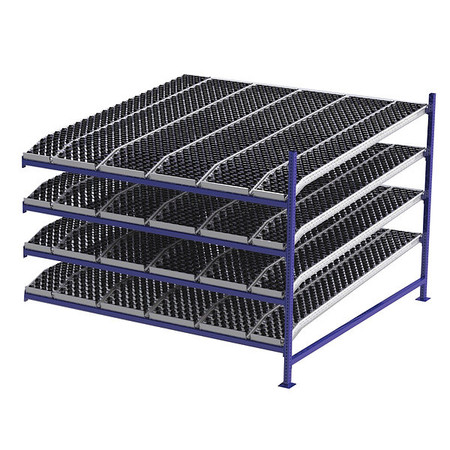 UNEX FLOW CELL Add-On Gravity Flow Rack, 96 in D, 96 in W, 4 Shelves, Blue FC99SKW96964-A