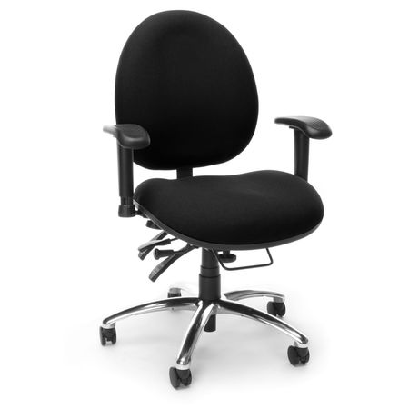Ofm Big and Tall Chair, Fabric, 19-1/2" to 23" Height, Adjustable Arms, Black 247-206
