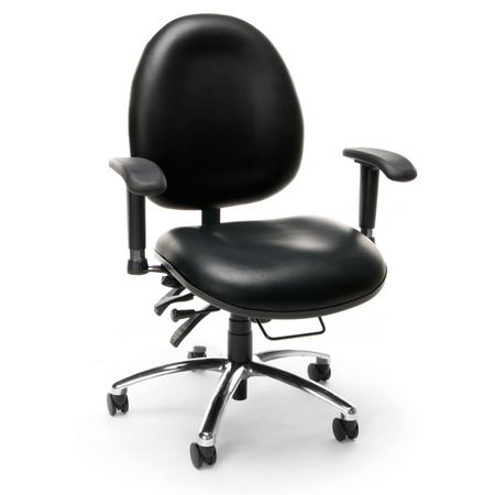 Ofm Big and Tall Chair, Vinyl, 19-1/2" to 23" Height, Adjustable Arms, Black 247-VAM-606
