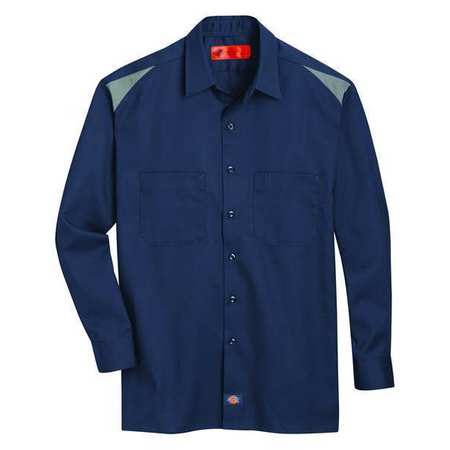 DICKIES Long Sleeve Shirt, Dark Navy Smoke, 2XL 6605DS RG 2XL