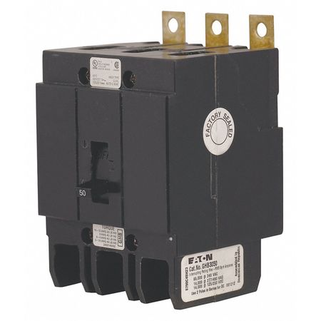 Eaton Miniature Circuit Breaker, GHB Series 50A, 3 Pole, 277/480V AC GHB3050
