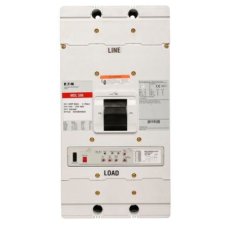 Eaton Molded Case Circuit Breaker, MDL Series 800A, 3 Pole, 600V AC MDL3800