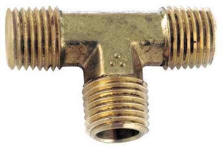 Zoro Select Brass Tee, MNPT, 1/4" Pipe Size 706232-04