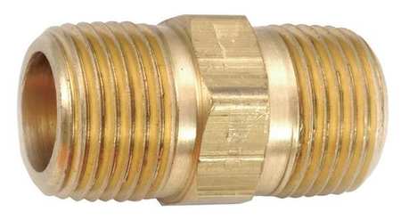 Zoro Select Brass Hex Nipple, MNPT, 1/8" Pipe Size 706122-02
