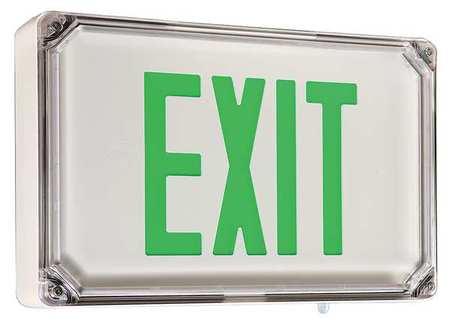 DUAL-LITE NEMA 4X Aluminum Green/White Exit Sign, Two-Sided SEWLDGWE