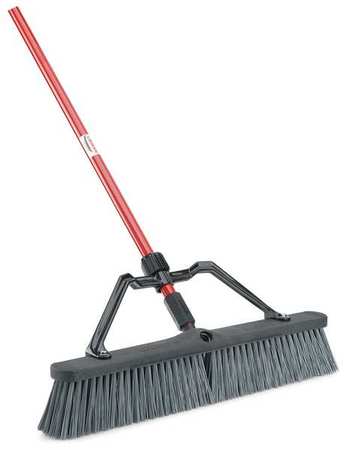 Libman 24 in Sweep Face Push Broom, Gray, 60 in L Handle 825003