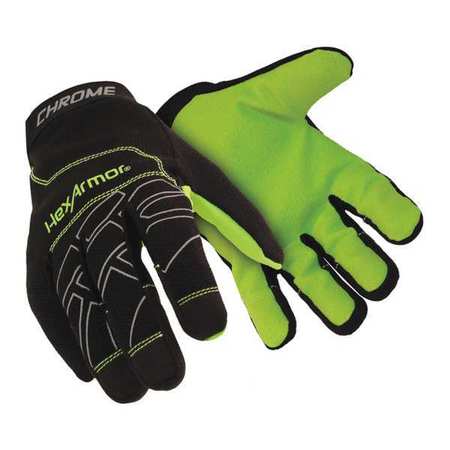 HEXARMOR Hi-Vis Cut Resistant Gloves, A8 Cut Level, Uncoated, L, 1 PR 4023-L (9)